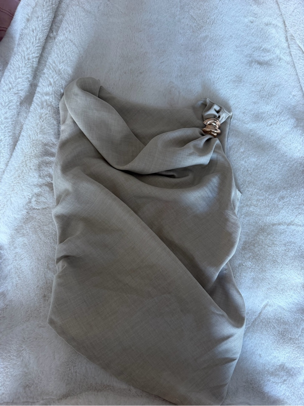 Neutral Taupe Shirt with Gold Ring Detail